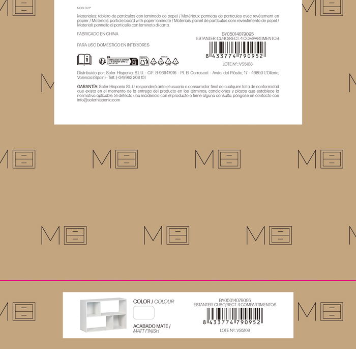 Inde Estantería Cubo/Rectangular 4 Compartimentos Moblekit Inde Estantería Cubo/Rectangular 4 Compartimentos Moblekit