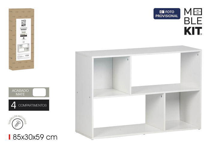 Inde Estantería Cubo/Rectangular 4 Compartimentos Moblekit Inde Estantería Cubo/Rectangular 4 Compartimentos Moblekit