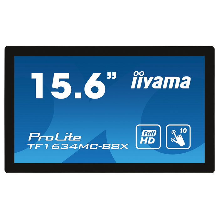 Iiyama ProLite TF1634MC-B8X Monitor Táctil IPS de 39.5 cm (15.6") Full HD, Resolución 1920 x 1080, Panel LED, 10 Puntos Táctiles, 450 cd/m², Puertos HDMI y DisplayPort