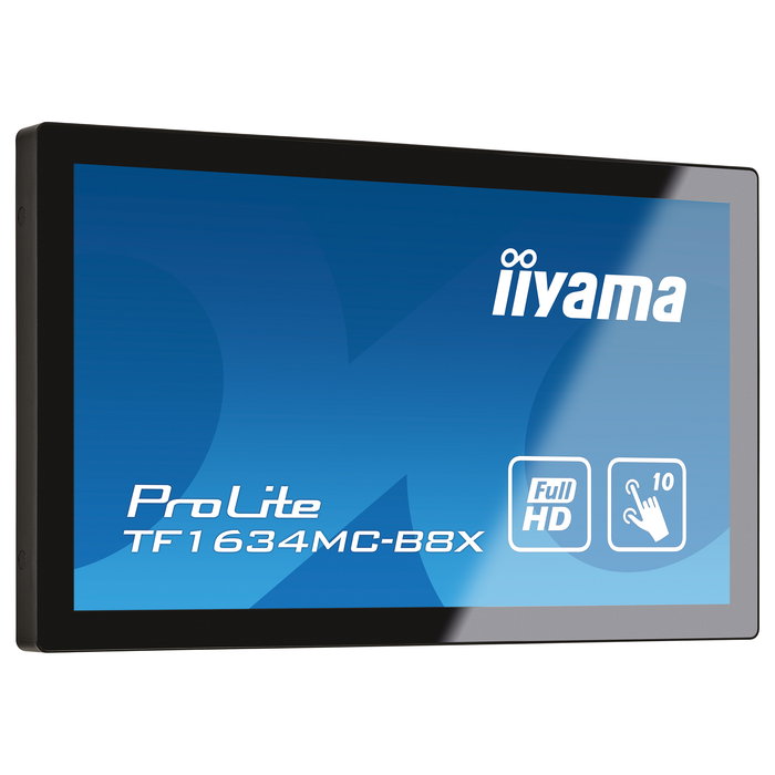 Iiyama ProLite TF1634MC-B8X Monitor Táctil IPS de 39.5 cm (15.6") Full HD, Resolución 1920 x 1080, Panel LED, 10 Puntos Táctiles, 450 cd/m², Puertos HDMI y DisplayPort