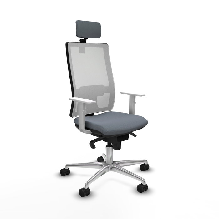 PIQUERAS Y CRESPO Silla de oficina Horna con mecanismo Sincro, Gris y Blanco PIQUERAS Y CRESPO Silla de oficina Horna con mecanismo Sincro, Gris y Blanco