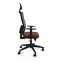 Silla de oficina Horna con mecanismo Sincro/Traslack tapizada con Tela color Marrón oscuro y malla color Gris. Equipada con lumbar 1D, Brazos 1D, Cabecero Fijo y Ruedas 65 mm parqué