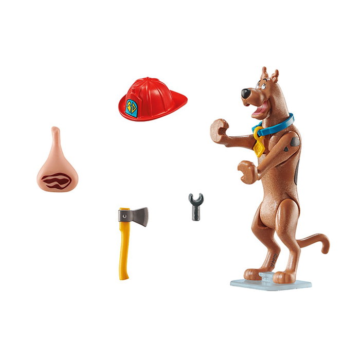 Playmobil Scooby-Doo! Figura Coleccionable Bombero con Casco y Hacha de Fuego para Niños de 5 a 12 Años