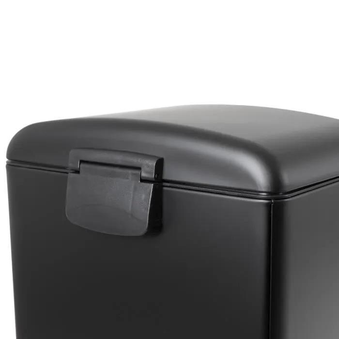 Kitchen Move Papelera con Pedal para Cocina GREENWICH 40L Acero Inoxidable Negro Mate con Balde Extraíble y Borde Protector