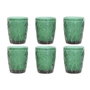 DKD Home Decor Set de 6 Vasos de Cristal Verde con Diseño de Hojas en Relieve 300ml