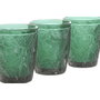 DKD Home Decor Set de 6 Vasos de Cristal Verde con Diseño de Hojas en Relieve 300ml