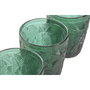 DKD Home Decor Set de 6 Vasos de Cristal Verde con Diseño de Hojas en Relieve 300ml