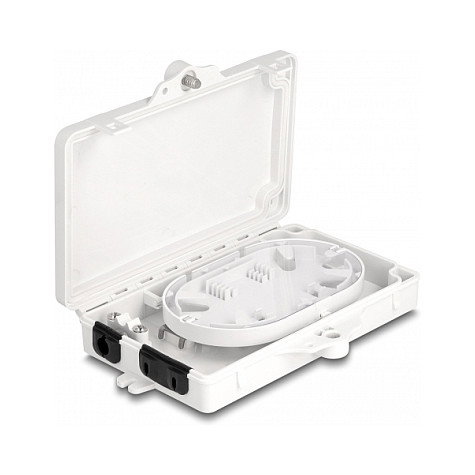 DeLOCK Caja de distribución de fibra óptica IP65 con cerradura, 2 puertos, blanco