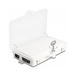 DeLOCK Caja de distribución de fibra óptica IP65 con cerradura, 2 puertos, blanco
