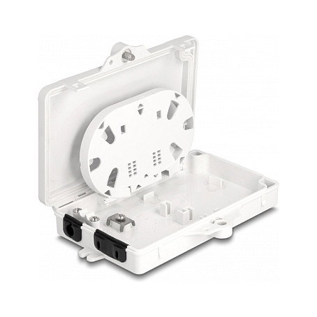 DeLOCK Caja de distribución de fibra óptica IP65 con cerradura, 2 puertos, blanco