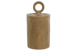 DKD Home Decor Joyero KIYO de Resina con Tapa y Acabado Símil Madera Marrón