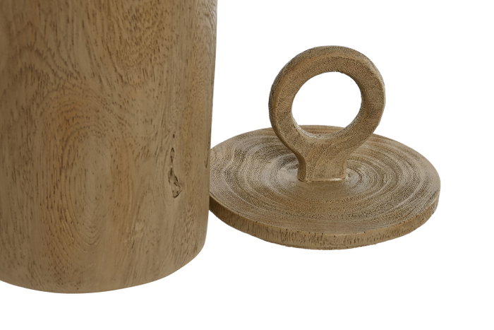 DKD Home Decor Joyero KIYO de Resina con Tapa y Acabado Símil Madera Marrón