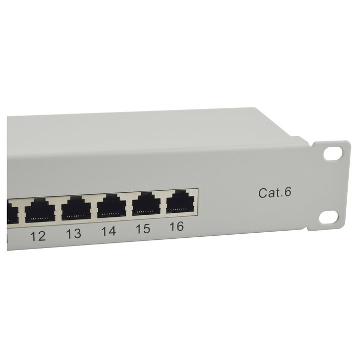 EQUIP Patch Panel 19" 1HE Cat6 FTP 16 Puertos RJ45 Gigabit Ethernet 1000 Mbps, ISO/IEC, Color Gris 326317