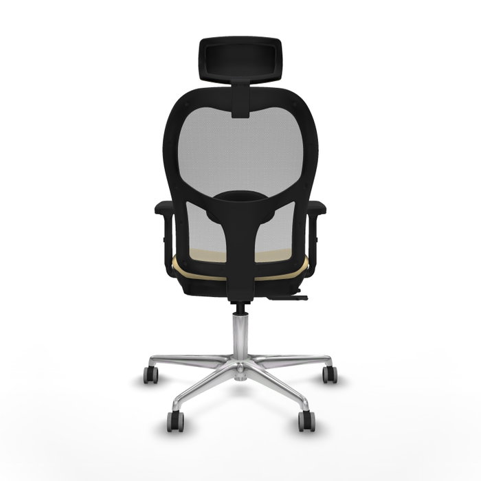 PIQUERAS Y CRESPO Silla de oficina Jorquera con mecanismo Sincro/Traslack, Similpiel Crema y Malla Gris