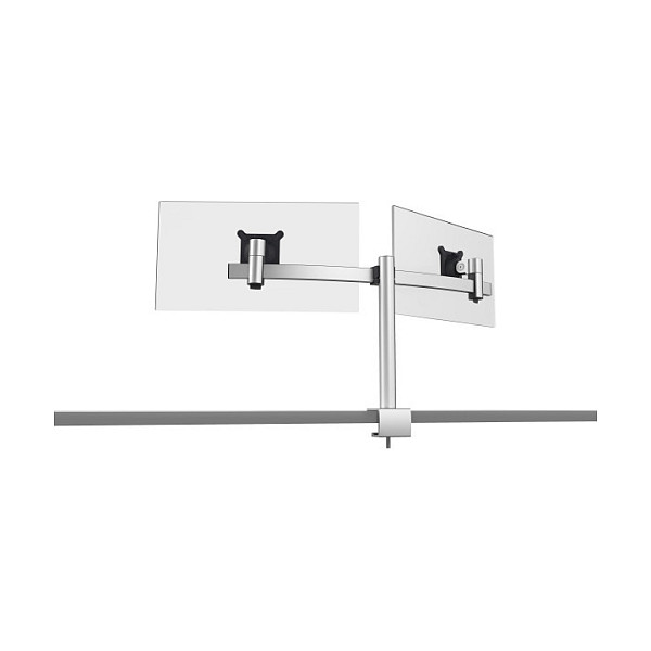 Durable 508523 Soporte Dual para Monitor Abrazadera 2 Pantallas 21-27", Ajustable en Altura e Inclinación 8 kg Carga, VESA 75x75-100x100 mm, Plata