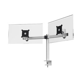 Durable 508523 Soporte Dual para Monitor Abrazadera 2 Pantallas 21-27", Ajustable en Altura e Inclinación 8 kg Carga, VESA 75x75-100x100 mm, Plata