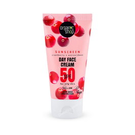 ORGANIC SHOP Crema De Dia Facial Con Proteccion Solar Arandano Rojo + Antioxidantes Spf50 50 Ml