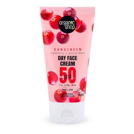 ORGANIC SHOP Crema De Dia Facial Con Proteccion Solar Arandano Rojo + Antioxidantes Spf50 50 Ml