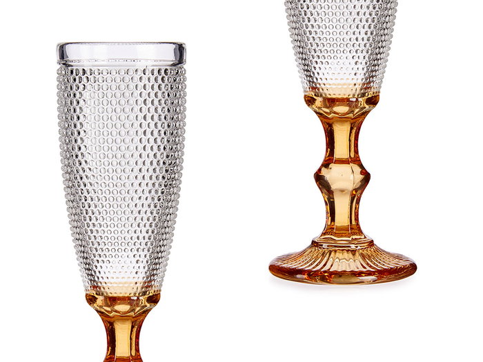 Vivalto Copa Cava Vidrio Dec Puntos Pie Ambar 180 ml 7x20x7 cm (Set de 36)