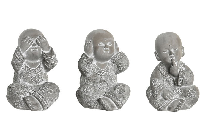 DKD Home Decor Figura de Buda de Cemento, Surtido de 3, Gris DKD Home Decor Figura de Buda de Cemento, Surtido de 3, Gris