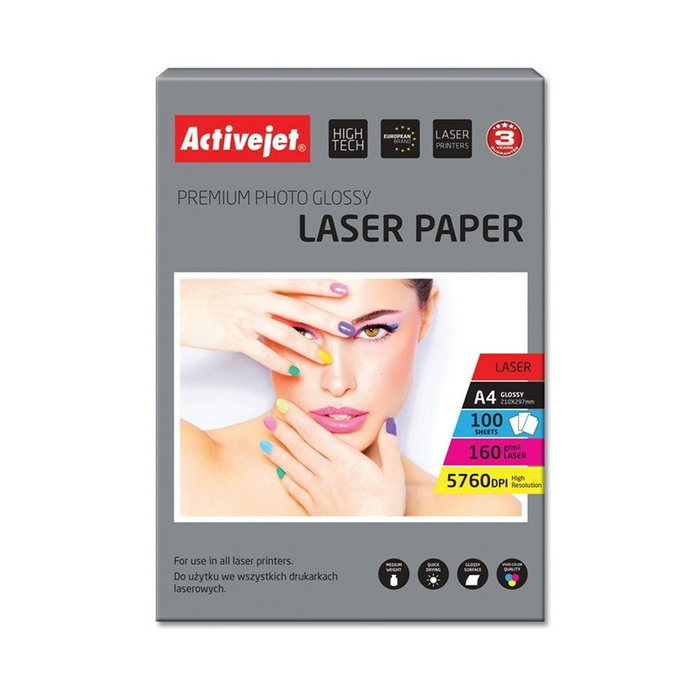 Papel Fotográfico Brillante Activejet AP4-160G100L A4 100 Hojas 21 x 29,7 cm Papel Fotográfico Brillante Activejet AP4-160G100L A4 100 Hojas 21 x 29,7 cm