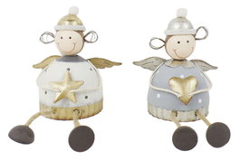 DKD Home Decor Figura de Metal Ángel Surtido de 2 unidades