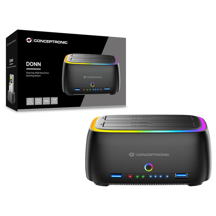 Conceptronic DONN36B Estación de acoplamiento para 2 unidades HDD/SSD 2.5/3.5 pulgadas