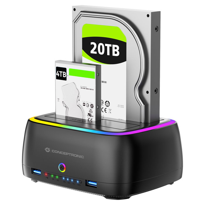 Conceptronic DONN36B Estación de acoplamiento para 2 unidades HDD/SSD 2.5/3.5 pulgadas