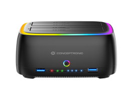 Conceptronic DONN36B Estación de acoplamiento RGB de doble bahía para HDD/SSD