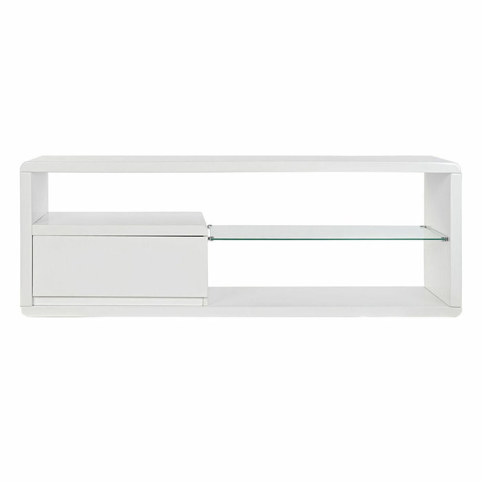 DKD Home Decor Mueble TV MDF y Cristal Blanco 140x40x50