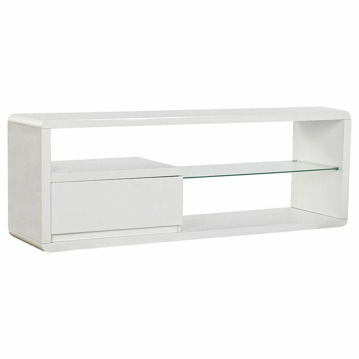 DKD Home Decor Mueble TV MDF y Cristal Blanco 140x40x50