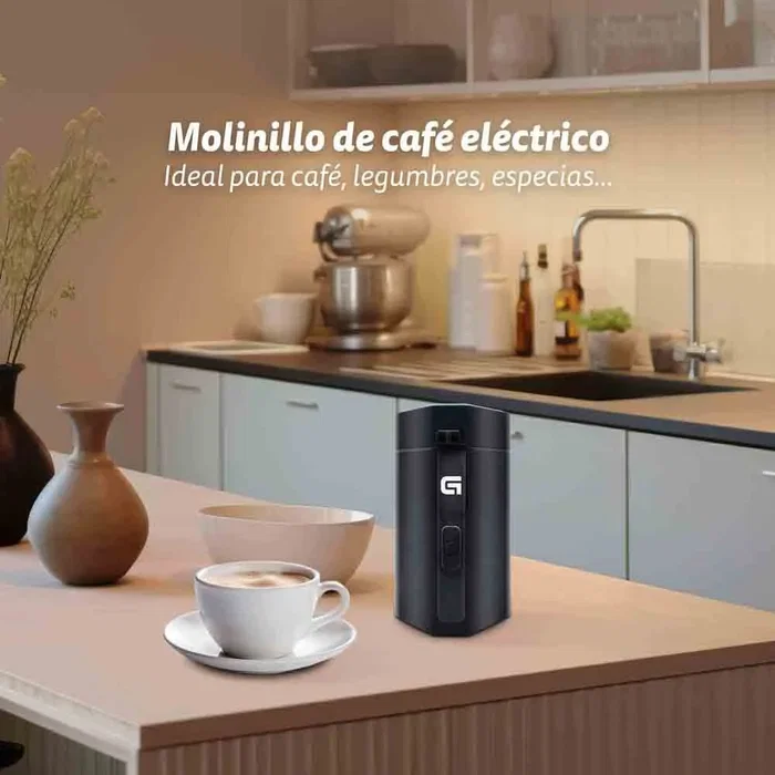 Grunkel Molinillo de Café Eléctrico MO-150NG, 150 W, 50 g de Capacidad, Cuchillas Acero Inoxidable, Visor Transparente, Negro