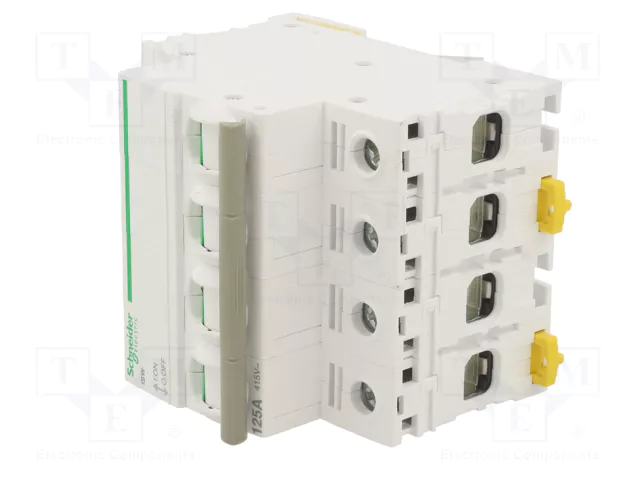 SCHNEIDER ELECTRIC Interruptor de aislamiento Acti 9 de 4 polos, 125A, 415VAC SCHNEIDER ELECTRIC Interruptor de aislamiento Acti 9 de 4 polos, 125A, 415VAC