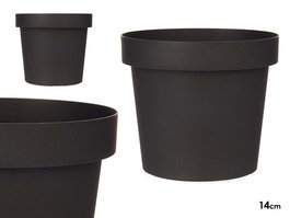 Ibergarden Maceta Plástico Antracita 14 cm Diámetro x 12.5 cm Alto - Ideal para Plantas de Interior y Exterior (Set de 12)