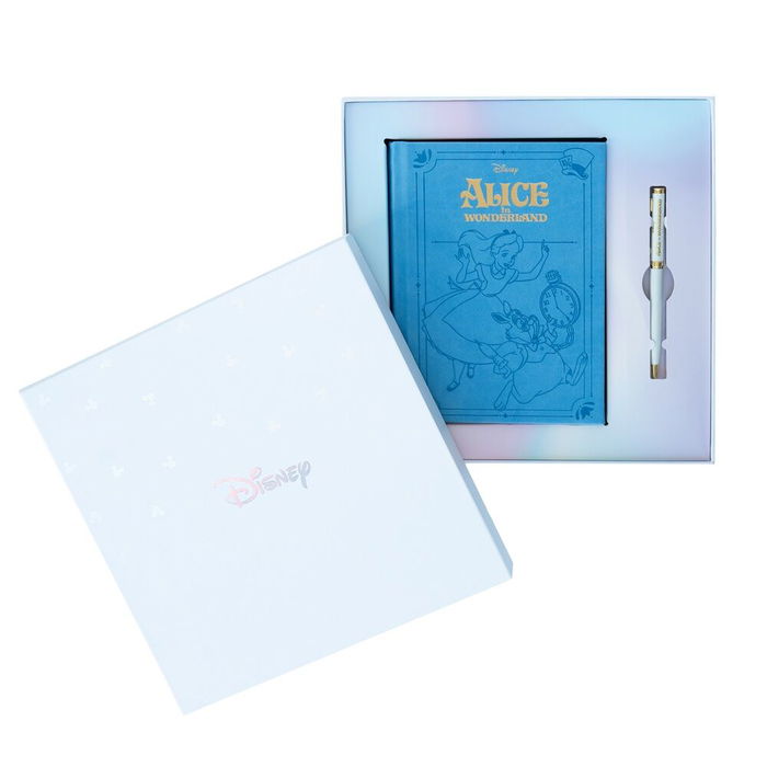 ERIK Set Cuaderno A5 y Bolígrafo Alicia en el País de las Maravillas Disney con Tapa Dura, 200 Hojas y Caja de Regalo
