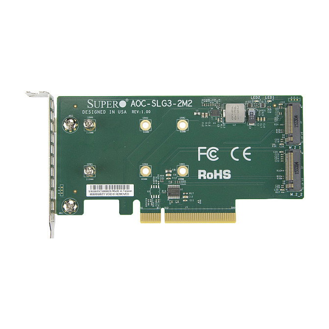 Supermicro AOC-SLG3-2M2 Tarjeta de Expansión PCIe 3.0 M.2 NVMe Perfil Bajo Supermicro AOC-SLG3-2M2 Tarjeta de Expansión PCIe 3.0 M.2 NVMe Perfil Bajo