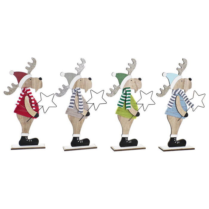 DKD Home Decor Figura de Reno de Madera y Poliéster, Surtido de 4 Unidades, Navidad Alpina DKD Home Decor Figura de Reno de Madera y Poliéster, Surtido de 4 Unidades, Navidad Alpina