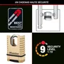 Master Lock Candado M1177EURD de Latón Macizo de Alta Seguridad, Grillete Protegido, Combinación Programable
