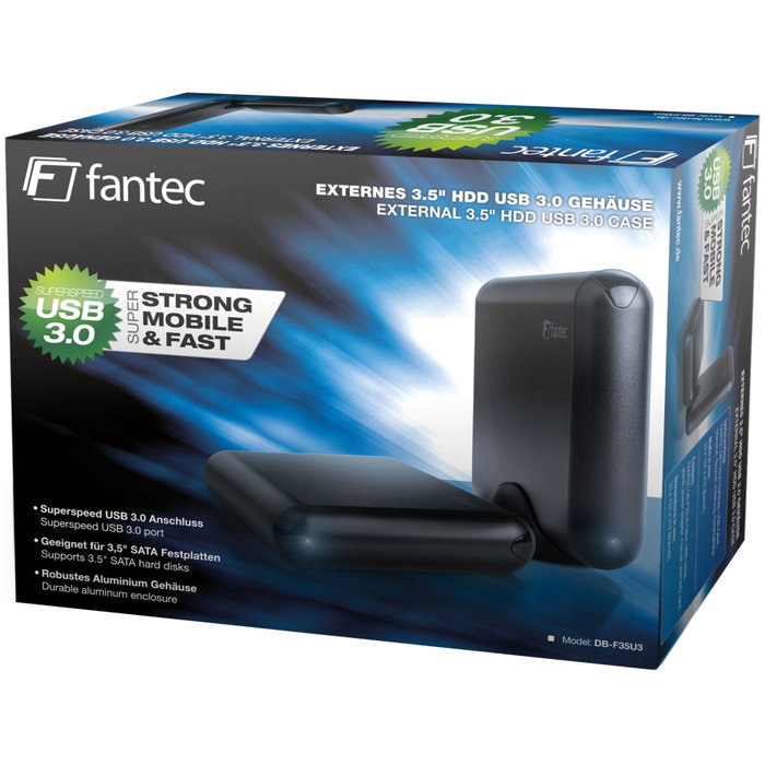 Fantec DB-F35U3 Carcasa para Disco Duro Externo de Aluminio Negro