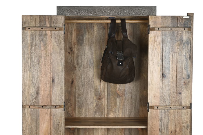 DKD Home Decor Armario Gris 85.5 x 47 x 180 cm (Ancho x Profundidad x Alto) con 2 Puertas DKD Home Decor Armario Gris 85.5 x 47 x 180 cm (Ancho x Profundidad x Alto) con 2 Puertas