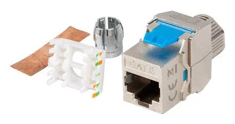 Lanberg KSF8-4000 Conector Keystone RJ-45 Hembra LSA para Cable Cat8.1 FTP, PoE, Color Azul/Plata