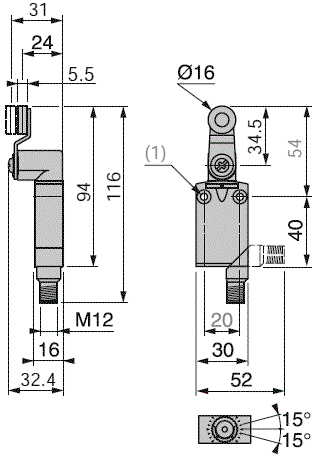 TELEMECANIQUE SENSORS XCMD2116C12 Interruptor de fin de carrera NO + NC