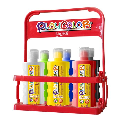 Playcolor Témpera Líquida Surtida Basket de 6 Botellas de 500 ml