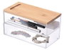DKD Home Decor Caja de PS y Bambú Transparente y Natural 19x9,5x10 cm