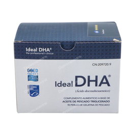 IDEAL OMEGA Ideal Dha 90 Cap. con Omega 3, Ácidos Grasos EPA y DHA, Mantenimiento de Función Cerebral, Corazón y Visión