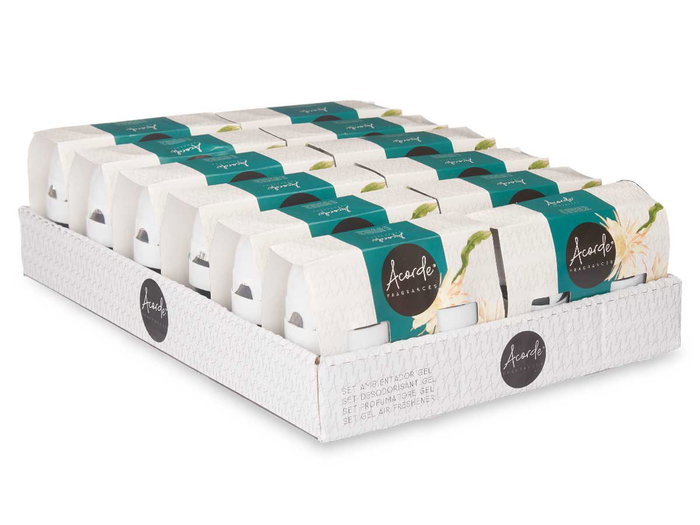 ACORDE Set 2 Ambientadores Gel 140gr Dama Noche Graduable Larga Duración Neutralizador Olores 14x10.5x7 cm (Set de 24) ACORDE Set 2 Ambientadores Gel 140gr Dama Noche Graduable Larga Duración Neutralizador Olores 14x10.5x7 cm (Set de 24)