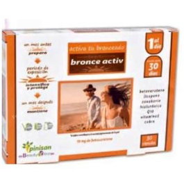 PINISAN Bronze Activ 30 Cápsulas con Betacaroteno y Cobre para Pigmentación de la Piel, Vegano