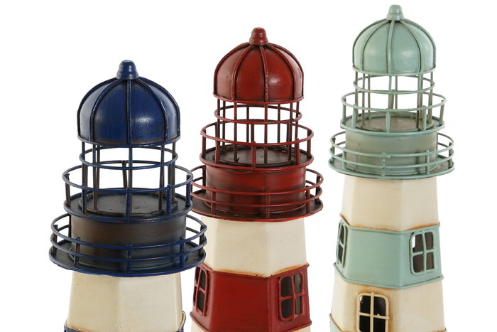 DKD Home Decor Faro Atlantico Azul Marino Rojo 32 x 13 x 13 cm (3 Unidades)