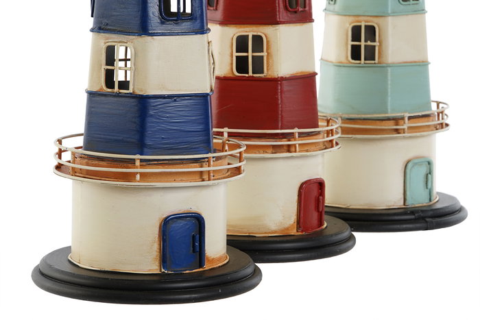 DKD Home Decor Faro Atlantico Azul Marino Rojo 32 x 13 x 13 cm (3 Unidades)