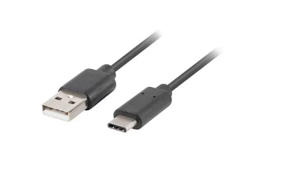 Lanberg CA-USBO-20CU-0005-BK Cable USB 2.0 USB-A a USB-C (Tipo C) para carga y datos, 0.5 metros (0.5m) Longitud, color Negro